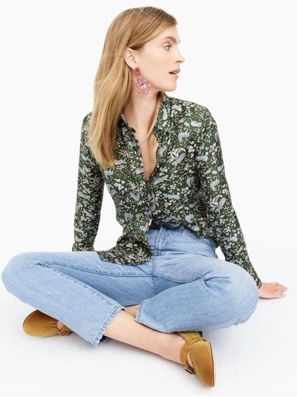J. Crew Collection silk twill button-up in jungle cat print 12